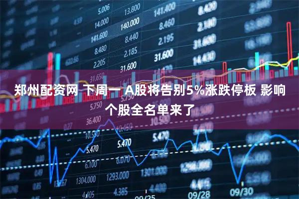 郑州配资网 下周一 A股将告别5%涨跌停板 影响个股全名单来了